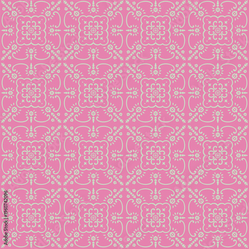 Bright Pink Ornate Square Tile Layout
