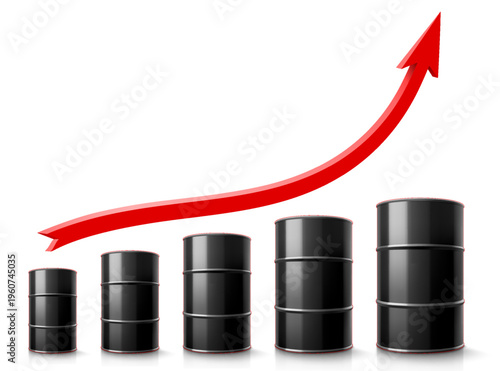Dynamics of world oil prices. Shares of stock market indices are signaling tariffs. Oil prices Trading on stock exchange. Creative business investment concept. Realistic 3d design. vector illustration