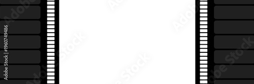 Film line strip background illustration. Minimal cinema frame vector design with movie reel elements
