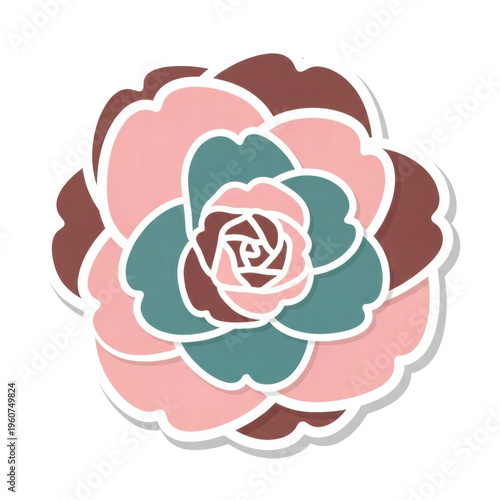 Stylized layered rose graphic