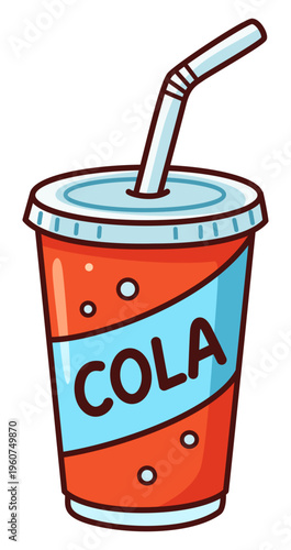 Soda Cup with Straw Cartoon Illustration