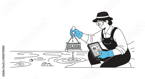 Scientist collecting water sample for analysis