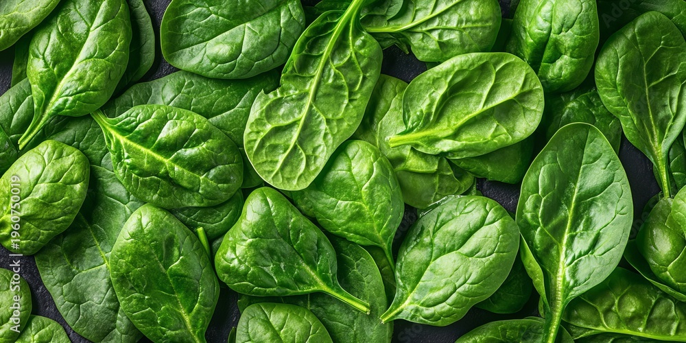 Obraz premium Beautiful Seamless Background Image Featuring Fresh Raw Spinach Leaves for Healthy Diet Visuals