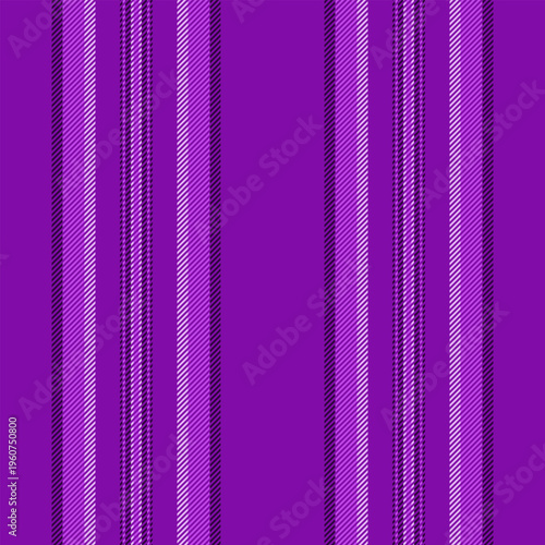 Plain textile background stripe, messy fabric vertical lines. Boster texture pattern seamless vector in purple and dark colors.