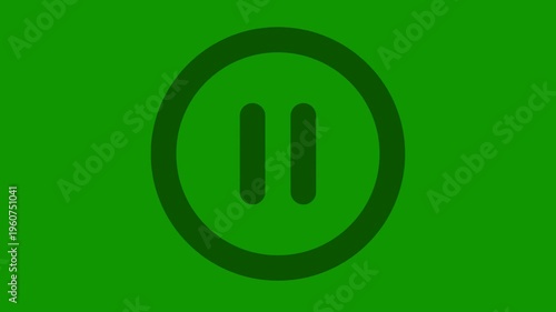Green screen with pause button symbols in black circles motion graphics element for video editing