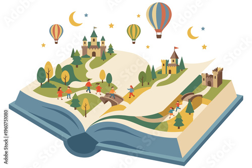 Whimsical Fairytale Adventure Unfolds from an Open Book