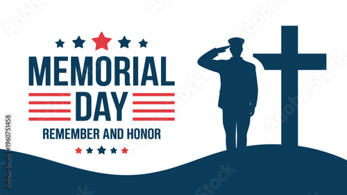 Silhouette of soldier saluting American flag on Memorial Day 1