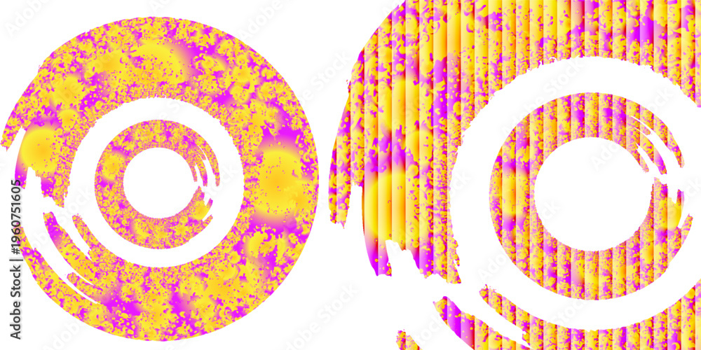 Fototapeta premium Abstract circular geometric design with a bold white spiral and concentric rings cut out from a vibrant textured surface, modern digital art