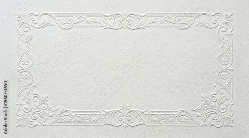 White embossed paper frame with floral ornament for wedding invitation