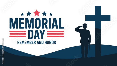 Silhouette of soldier saluting American flag on Memorial Day