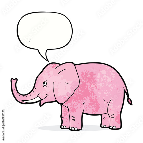 A happy pink elephant with a speech bubble, an illustration that captures the essence of whimsical communication