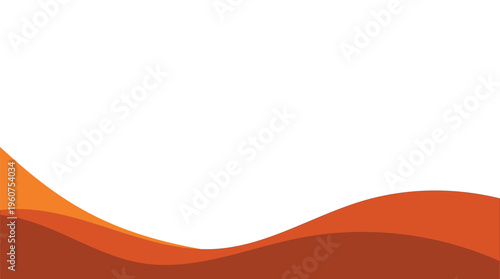 Abstract flowing waves of warm orange and brown colors against a clean white background curve organic