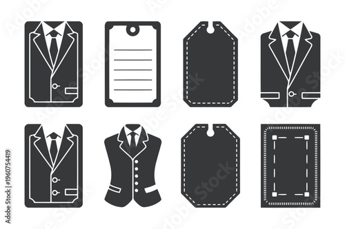 Tailor Label Suit Icon Collection