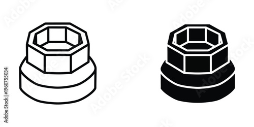 Comparison of a standard hex bolt and a filled hex bolt illustration