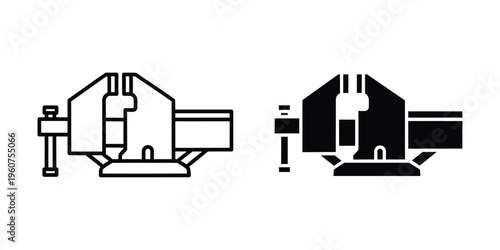 Illustration of a drill press machine in active and inactive states