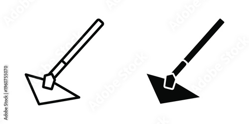 Two different types of shovels depicted in a simple black and white line drawing