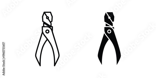 Comparison of standard and diagonal cutters pliers in black and white illustration