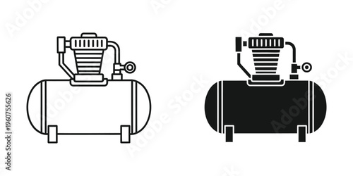 Comparison of an empty and filled gas cylinder with attached pumps