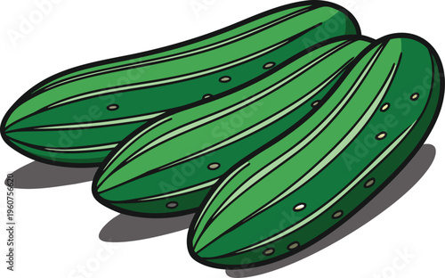 Fresh Green Cucumber Vegetable Illustration. Organic Cucumber Healthy Food Concept. Whole Cucumber Farm Fresh Produce. Sliced Cucumber Natural Food Ingredient. Cucumber Vegetable Isolated Food Item.