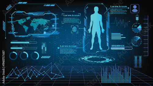 abstract technology ui futuristic concept hud interface hologram elements of digital data chart,human body digital health care.