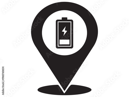 Obraz na płótnie Charging battery map pin icon illustration design