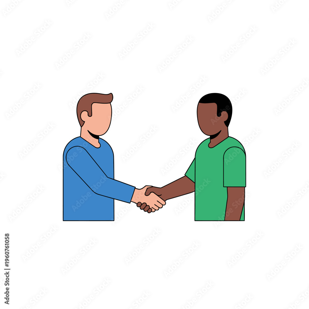 Fototapeta premium Two men shaking hands to seal a deal in a business agreement