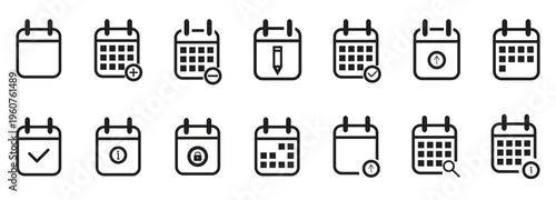 Calendar plus and minus icon vector. date, schedule, month, week, appointment, agenda,  and check icons..