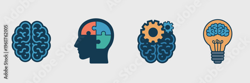 Neuroplasticity and brain training icons – Perfect for cognitive apps, education blogs, or mental agility tools.