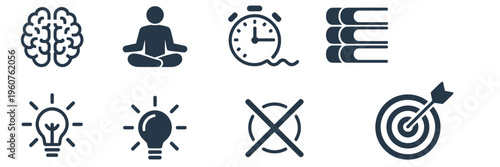 Deep work and slow productivity icons – Perfect for focus apps.