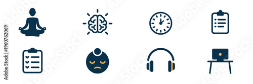 Focus-driven task and workspace icons – Suitable for business tools.