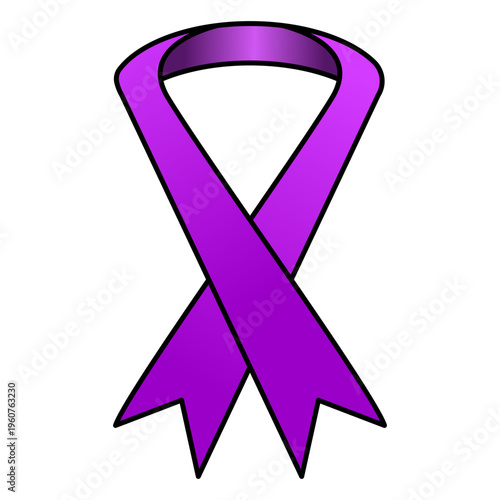 Purple awareness ribbon vector icon isolated on transparent, symbol for lupus and domestic violence