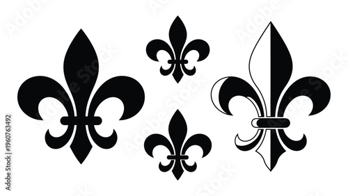 Black fleur de lis designs arranged on a white background showcasing a heraldic symbol