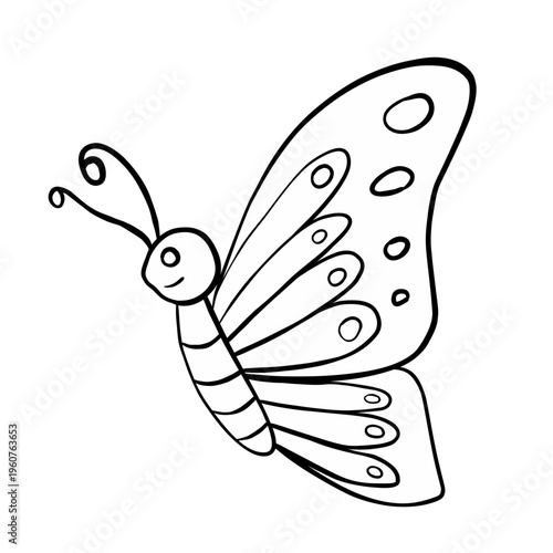 Line Illustration of a butterfly isolated