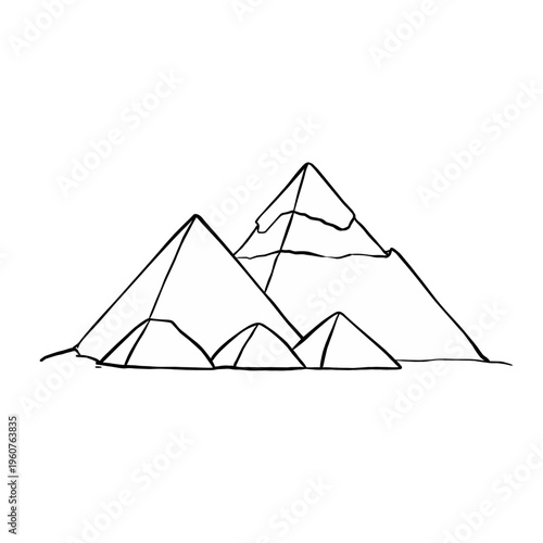 Line illustration of pyramids