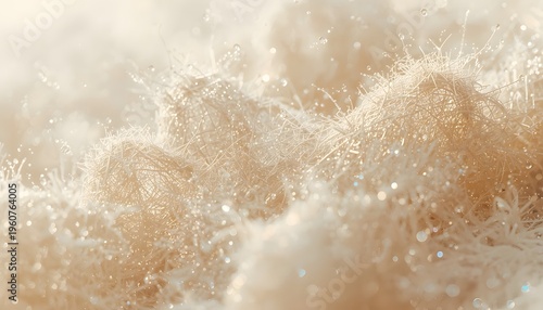 Abstract macro of delicate dust fibers with soft lighting and neutral tones, creating an elegant airy texture background ideal for minimal design and luxury branding.
