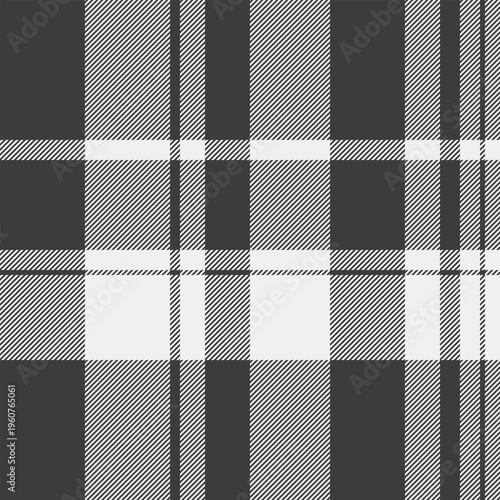 Simplicity texture tartan background, simple plaid pattern vector. October seamless check textile fabric in grey and white colors.