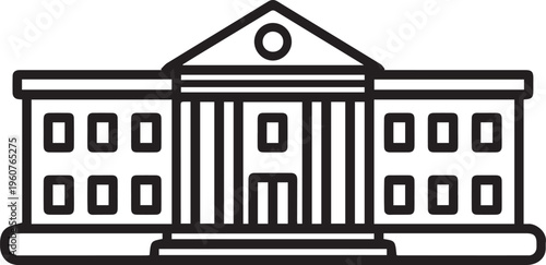 Iconic linear illustration of a grand governmental edifice, this image portrays a bold yet refined graphic of classic architecture.