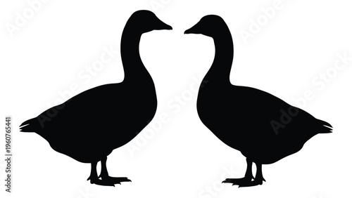 Two geese facing each other in a simple black silhouette illustration
