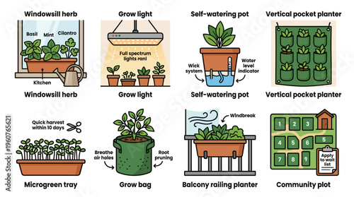 Urban Gardening Methods and Indoor Plant Growing Techniques Infographic