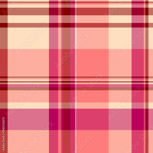 Workshop seamless check plaid, hunter tartan background pattern. Winter textile fabric vector texture in red and bisque colors.