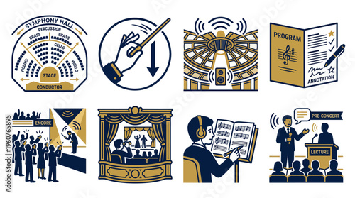 Symphony Orchestra and Classical Music Concert Icons Collection