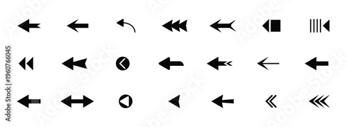 Set of arrow icons. Modern simple arrows. collection, different arrow signs, black arrows icons. Vector illustration.