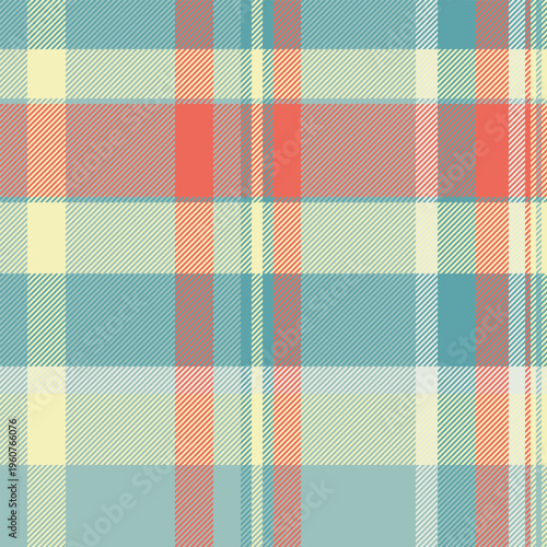 Give textile background tartan, sparse pattern texture plaid. Mature seamless check fabric vector in pastel and light colors.