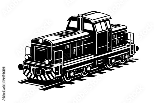 Isometric view of a diesel shunting locomotive showing cab geometry