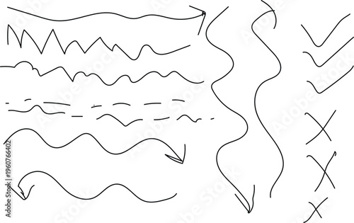 A collection of various squiggly lines and scribbles