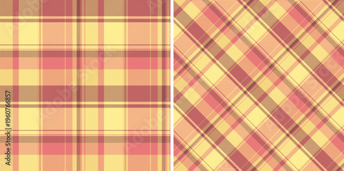 Pattern check background of fabric textile vector with a tartan plaid texture seamless. Set in warm colors for school uniform trends.