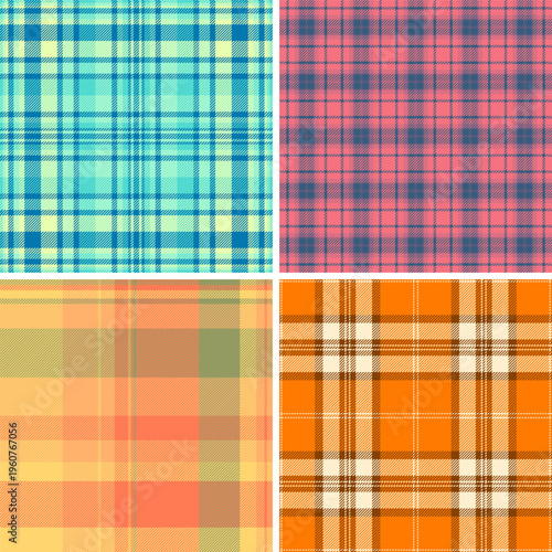 New Year plaid set built for social media visuals. Festive tartan backgrounds enhance posts and stories. Vector flexibility fits formats.