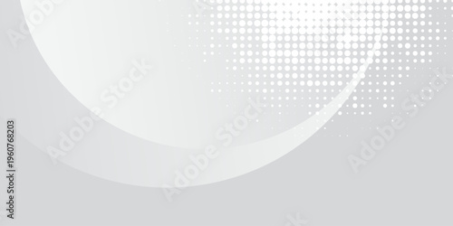 Abstract background with circles and halftone dots pattern. Grey and white backdrop. vector