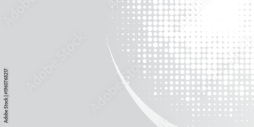 Abstract background with circles and halftone dots pattern. Grey and white backdrop. vector
