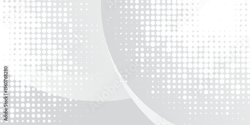 Abstract background with circles and halftone dots pattern. Grey and white backdrop. vector